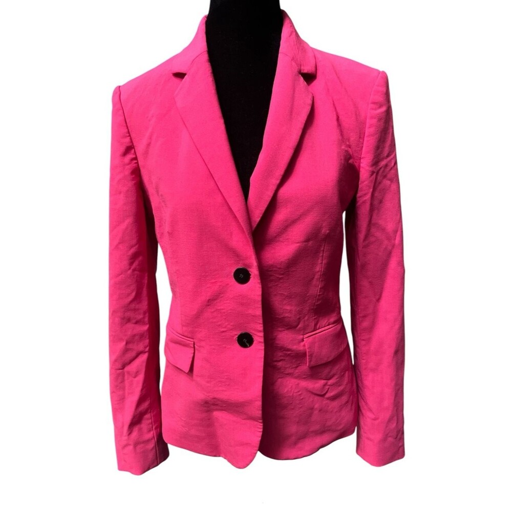 THEORY Pink Wool Blazer Size 6 Classic Tailored Career Jacket Fully Lined